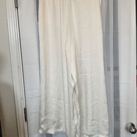 Chelsea And Violet Satin toasted ivory Wide Leg Draw String Pants - Picture 2 of 8